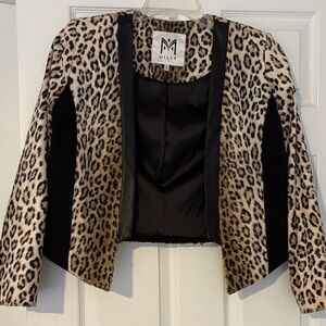 Milly Animal Print Blazer with Black Accents